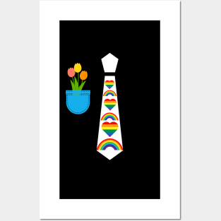 Gay Pride Parade little rainbows tie tux costume with tulips Posters and Art